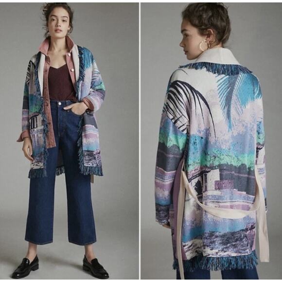 Anthropologie Aldo Martin Moira Fringe Cardigan Sweater Small NWT - Picture 1 of 16